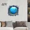 Removable PVC Wall Decor Underwater Shark Sticker, Realistic 3D Ocean View Decal, Waterproof Peel And Stick Window Clings Mural for Living Room