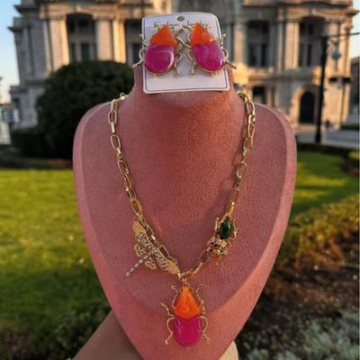 Kişiselleştirilmiş Emaye Böcek Küpeler Yaratıcı Takı Broşlar Ortaçağ Takı Seti