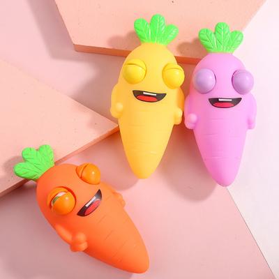 Yousheng Popping Eye Carrot Squeeze Toy Anxiety Stress Relief Simulation Carrot Sensory Pinch Toy Kids Adults Cartoon Vegetable Fidget Toy