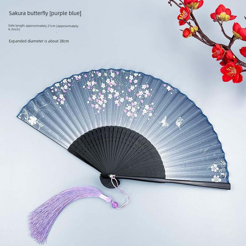 Chinese-Style Folding Fan, Retro Style, Summer Portable Fresh Small Fan, Ancient Fairy-Like Hanfu Dance Folding Fan