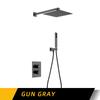 Gunmetal Thermostatic Faucet Hot And cold 8-16 Inch Shower Faucet Wall Mount Bathroom Tap Square Shower Set