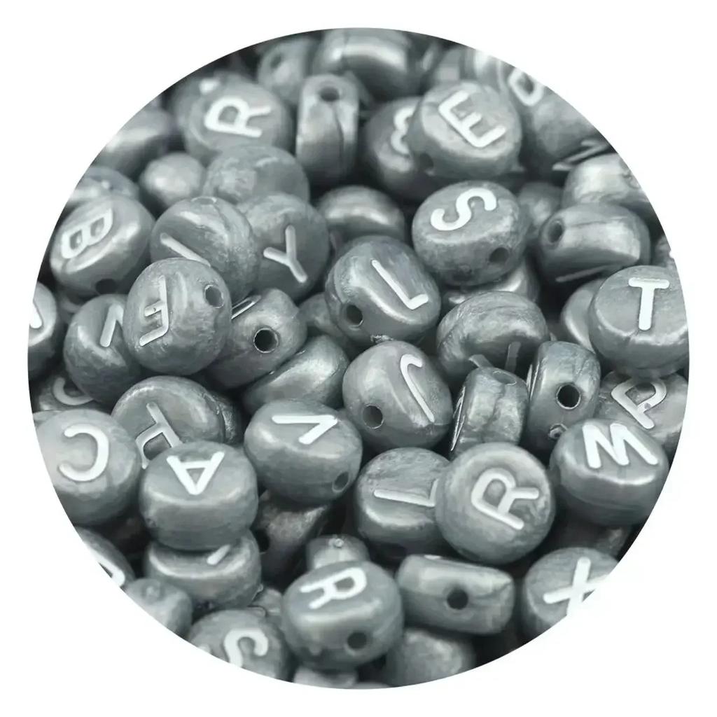 100/200/300/500 Stück Acryl-Buchstabenperlen, gemischt, rund, flach, lose Abstandsperlen für die Herstellung von handgefertigten Schmuckstücken, DIY-Armbändern und Halsketten