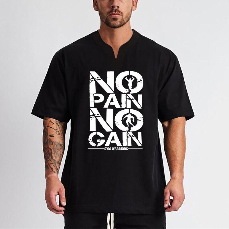 Muscleguys New Cotton Short-sleeved T-shirt Men's Heavy Weight Loose Top High Street Bottom Shirt