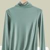 Women Bottoming Top Half-high Collar Long Sleeve Elastic Skinny Soft Warm Solid Color Pullover Simple Style Lady Inner Wear Blouse