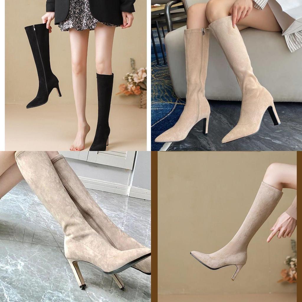 Fuzzy Black Leather Winter Ankle Boots With Waterproof Platform For Women