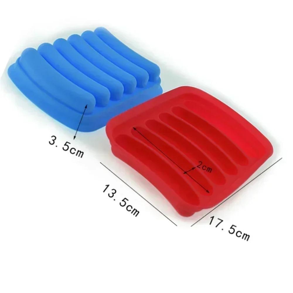 1Pcs Silicone Sausage Mold 6-cavity Homemade Ice Loaf Candy Chocolate Tray Mold DIY Hot Dog Egg Sausage Baking Mold with Lid