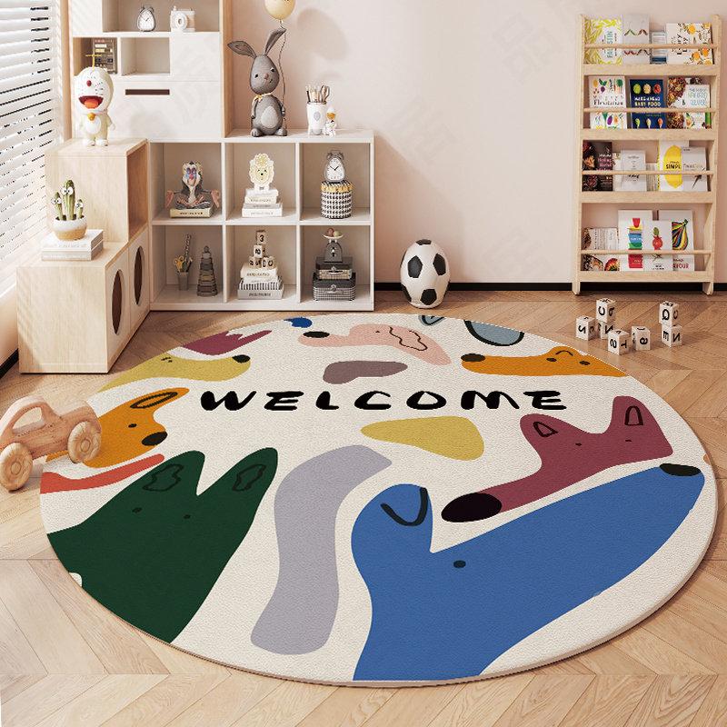 Animal Pattern Bedroom Decor Round Carpet Thick Plush Carpets for Living Room Fluffy Soft Children's Floor Mat Home Washable Rug