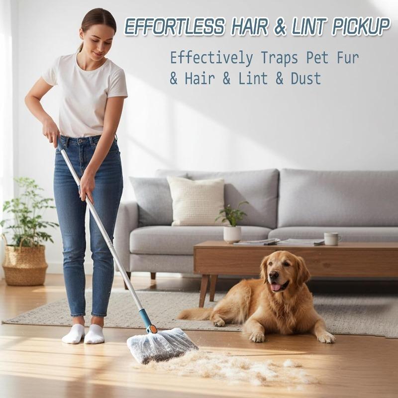 100pcs Home Essential Disposable Broom Covers - Static Strong Adsorption for Hair And Dust, Disposable And No-Wash, Time-Saving Cleaning
