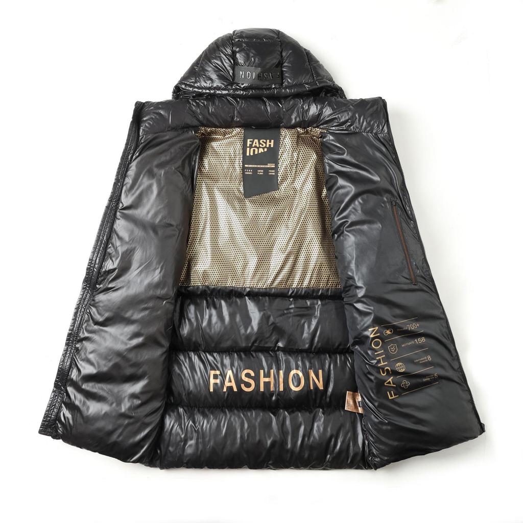 Men's Trendy Black Gold Thickened Graphene Cotton Puffer Jacket - Winter Business Casual Coat