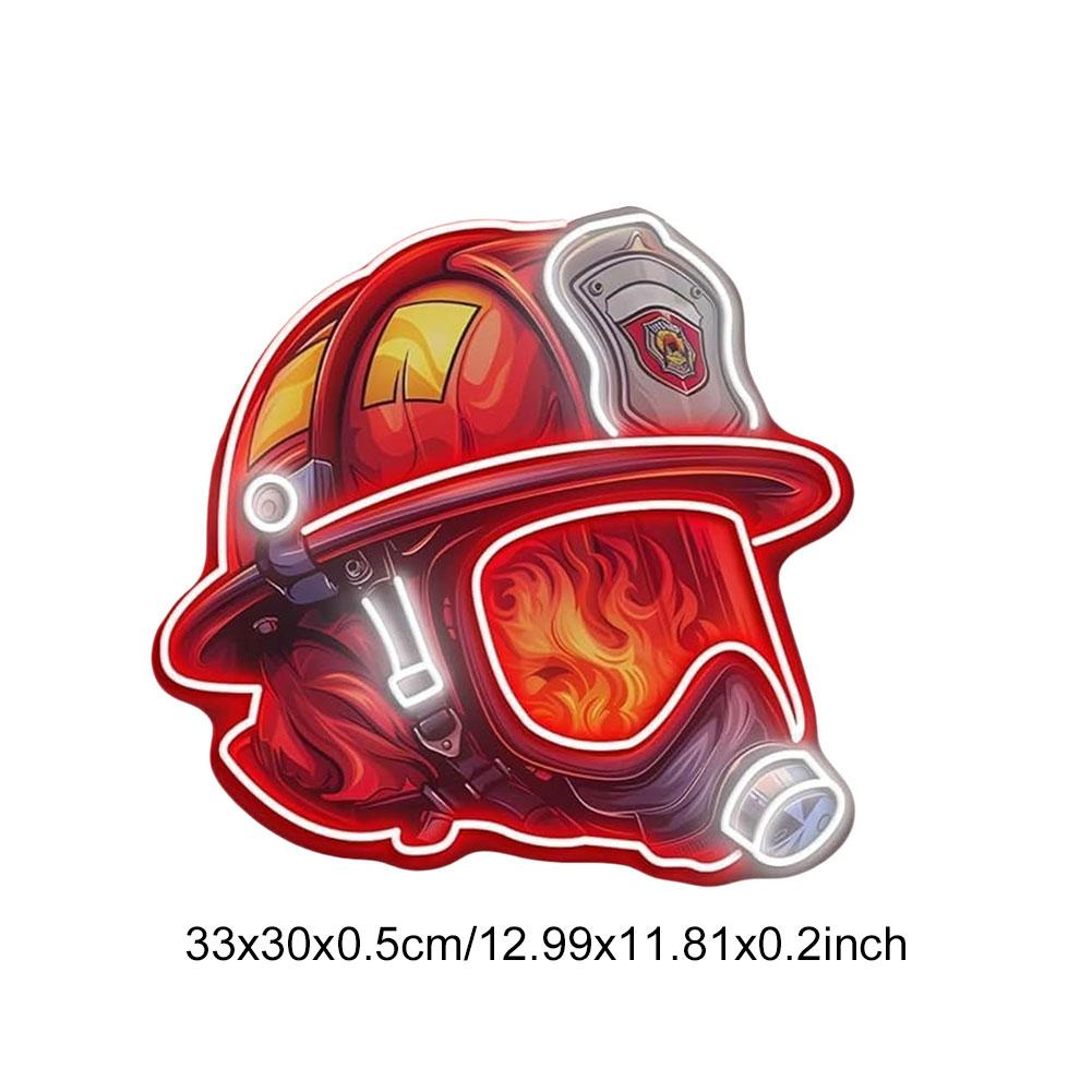 

33*30cm Firefighter Helmet Neon Sign USB LED Neon Light Sign Wall Art Decoration For Gameroom Bedroom Bar Party Gifts 2D Flat