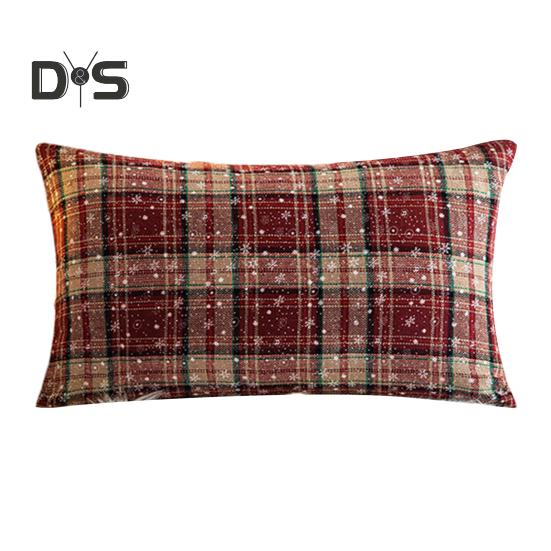 Vánoční povlak na polštář kostkovaný potisk Jednostranný potisk Stálobarevný skrytý zip Dostupné dvě velikosti Dekorace na pohovku Throw Povlak na polštář Polštář Sham