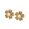 Wind Stud Earrings Female Personality Retro Flower Design Inlaid Pearl Earrings Niche Light Luxury Design Earrings