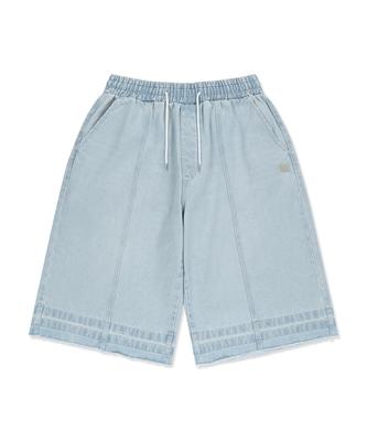 BROWNBREATH Washed Banding Bermuda Pants - Light Blue