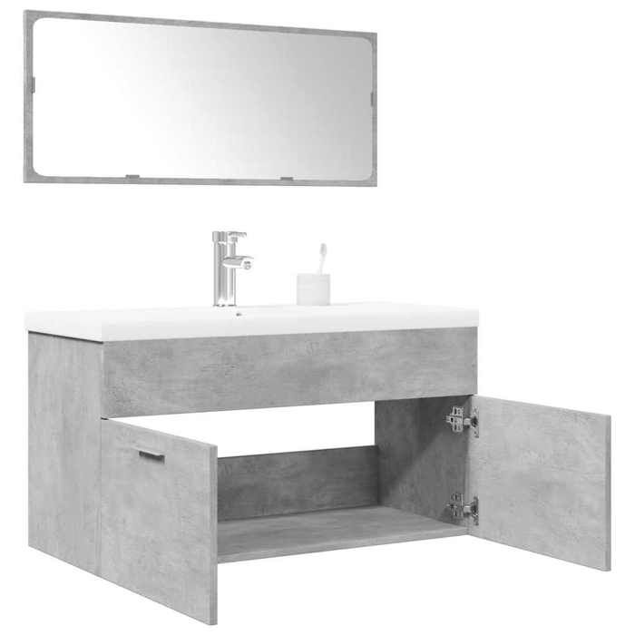 VidaXL Bathroom Furniture Set 3 Pcs Concrete Grey 3324863