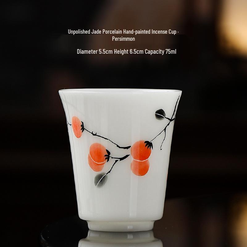 Hand-Painted Raw Jade Porcelain Tea Cup - Underglaze Blue and White Kung Fu Single Cup
