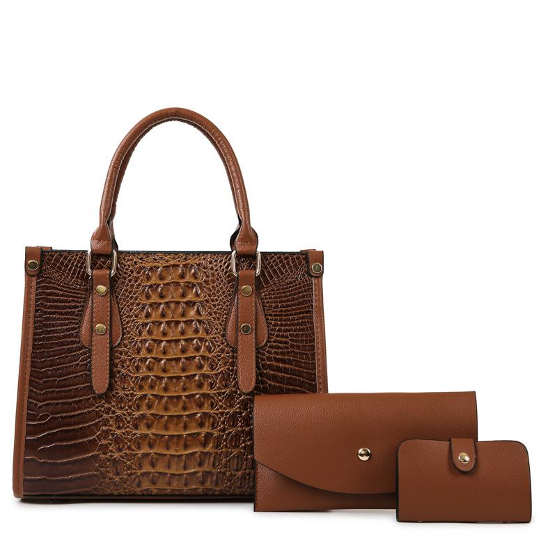 

Классическая женская сумка с рисунком крокодила, модная женская одноместная сумка с заклепками, однотонная, в стиле ретро, большая вместимость