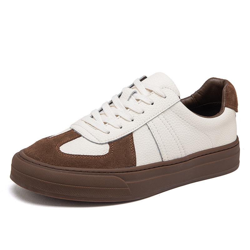 Dexun Shoes Men's Genuine Leather 2025 Spring and Autumn New Little White Shoes Men's Rubber Sole Matte Leather Single Shoes Men's Retro Board Sh