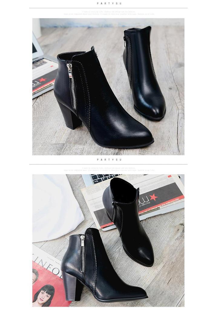 European Retro Chunky Heel Side Zipper Women's Ankle Boots, Autumn/Winter 2020 Collection