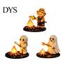 Collectible Fall Atmosphere Sculpture Halloween Campfire Tealight Holder, Matte Resin Ghost Mummy Scarecrow Figurine, Stable Night Light Round