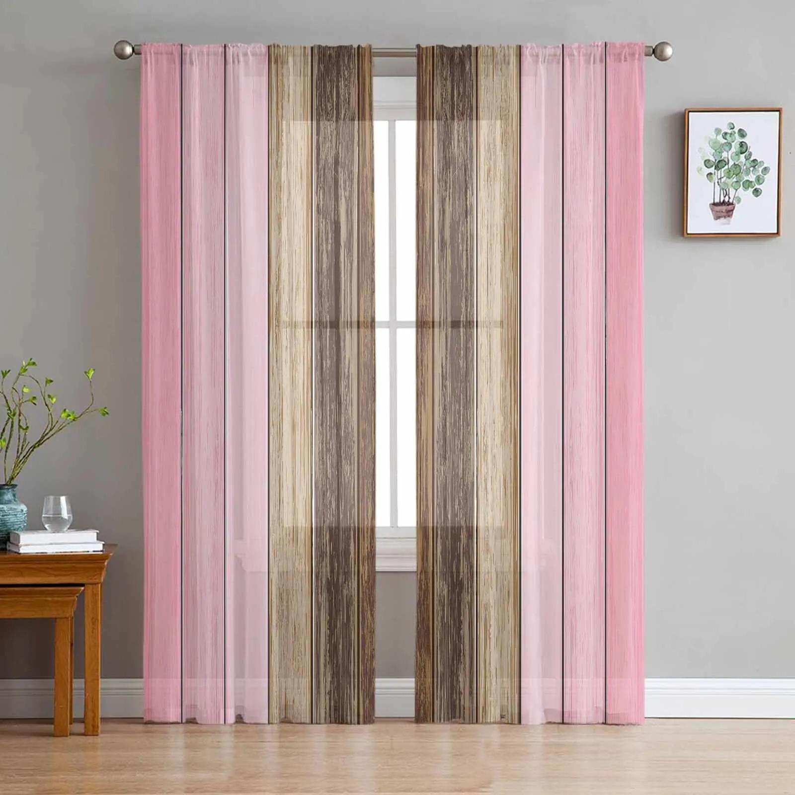 

Винтажный шалфейно-зеленый серый постепенный постепенный узор из дерева прозрачные шторы гостиная кухня украшение тюль вуаль занавеска на окно W135 x H115cm x1&Grommet Top