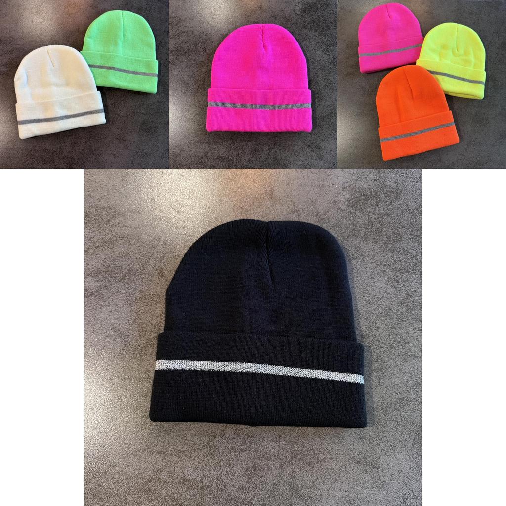 Mens Knitted Hat With Reflective Details For Winter Warmth Stylish Cold Weather Headgear