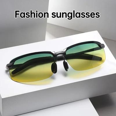 Retro Metal Frame Photochromic Sports Sunglasses Anti Glare Driving Running Goggles UV Protection Lightweight