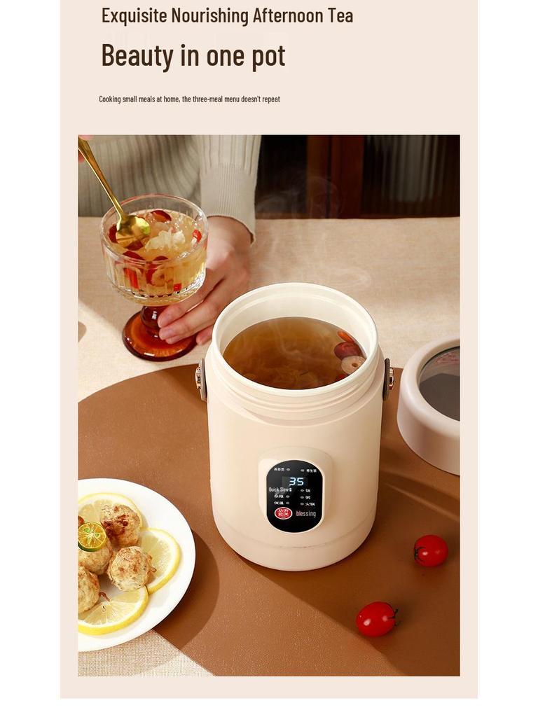 Compact Electric Stew Cup: Portable Non-Stick Hot Pot for Porridge & Soup - Ideal Office Gift