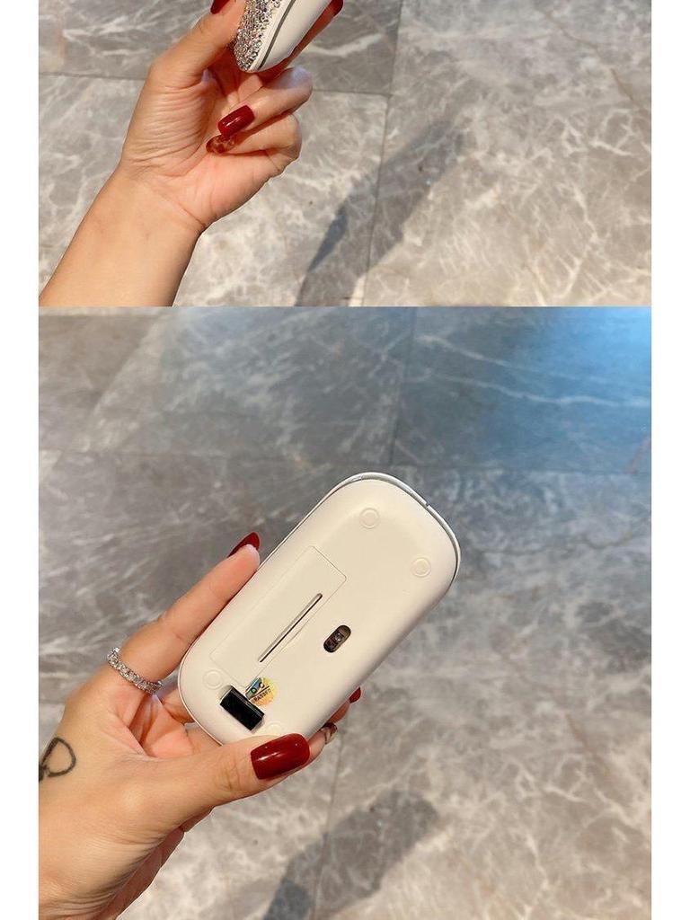 Trendige Strass Drahtlose Leise Maus für Laptops – Ideal für Mädchen, Kompatibel mit Apple, Xiaomi, Huawei