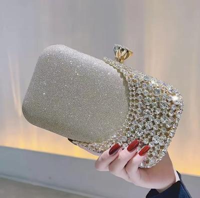 Ausgeschnitten Mode Damen Abendtaschen Mit Diamanten Schulterkette Handtaschen Hochzeit Braut Damen Geldbörse Pailletten Halter