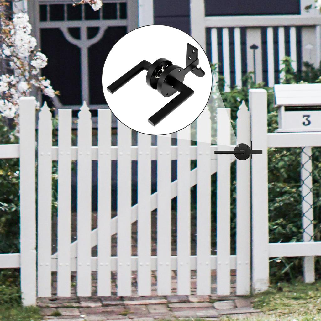 Heavy Duty Double Sided Swinging Gate Latch Black Self Locking Includes Screws Wrench Wood Fence Garden Backyard