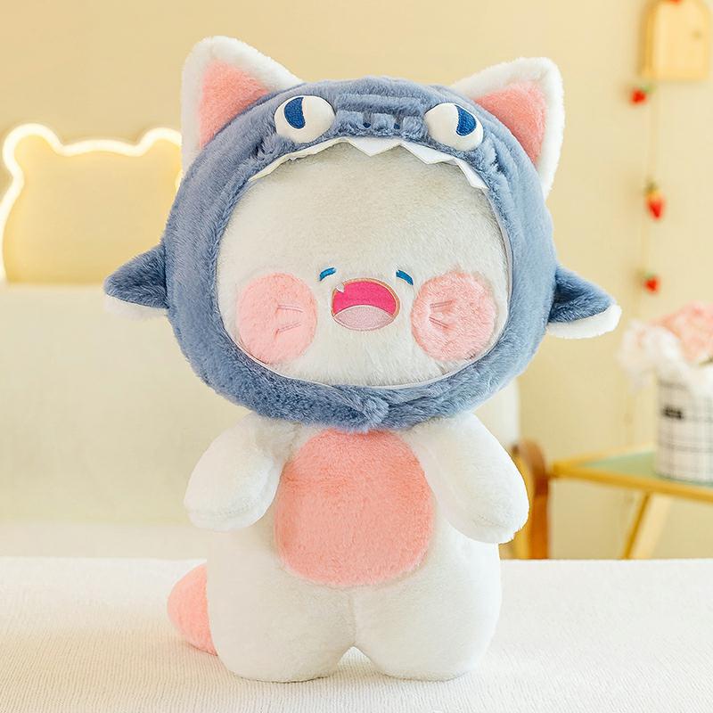 

Cute shark cat doll plush toy cat cuddling doll girl doll sleeping throw pillow children s birthday gift 35 cm