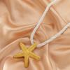 Elegant Yellow Starfish And Shell Alloy Pendant Necklace For Vacation Party Accessories