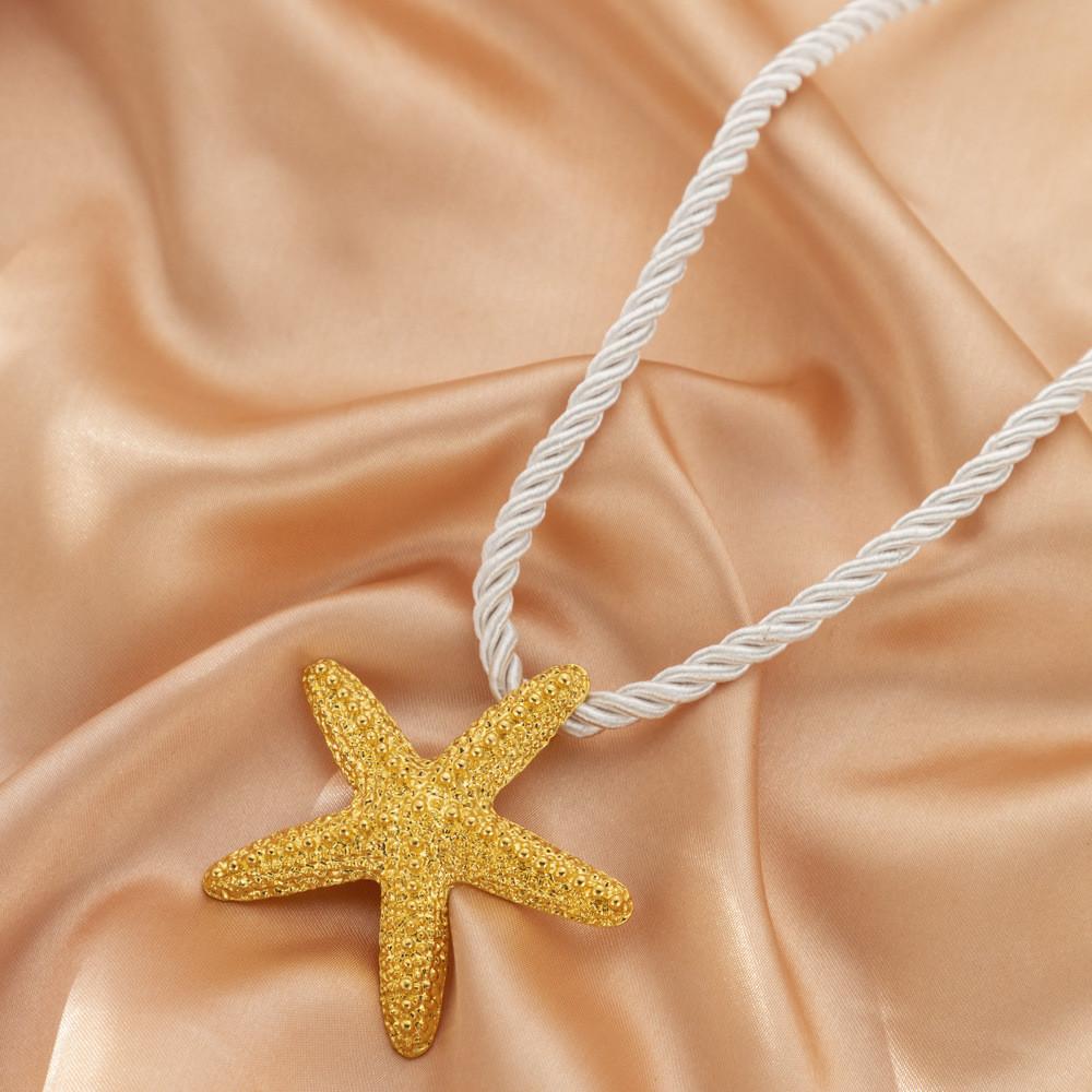 Elegant Yellow Starfish And Shell Alloy Pendant Necklace For Vacation Party Accessories