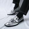 Fashion Fashionable Tassel Leather Shoes European American Style Leopard Print Patent Leather Glossy Men's Shoes Trendy Low Top Loafers
