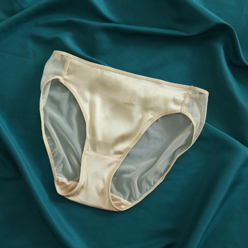 1 Pc Low Waist Sexy Lace Triangle Briefs Silky Smooth and High Elasticity Silk Home Underwear Briefs