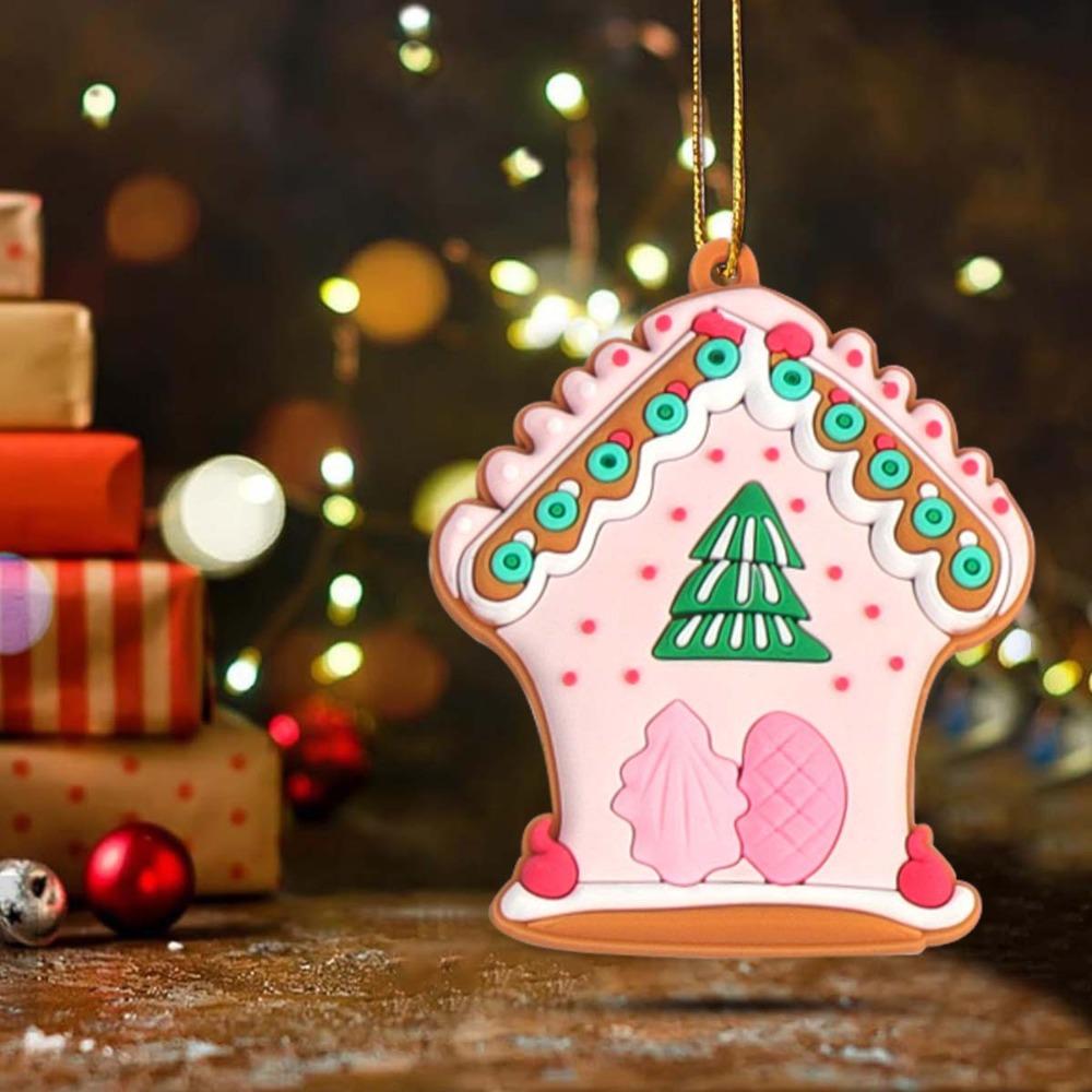 8/16Pcs Candy Color Christmas Gingerbread House Pendant Cabin Hanging Decoration  Navidad