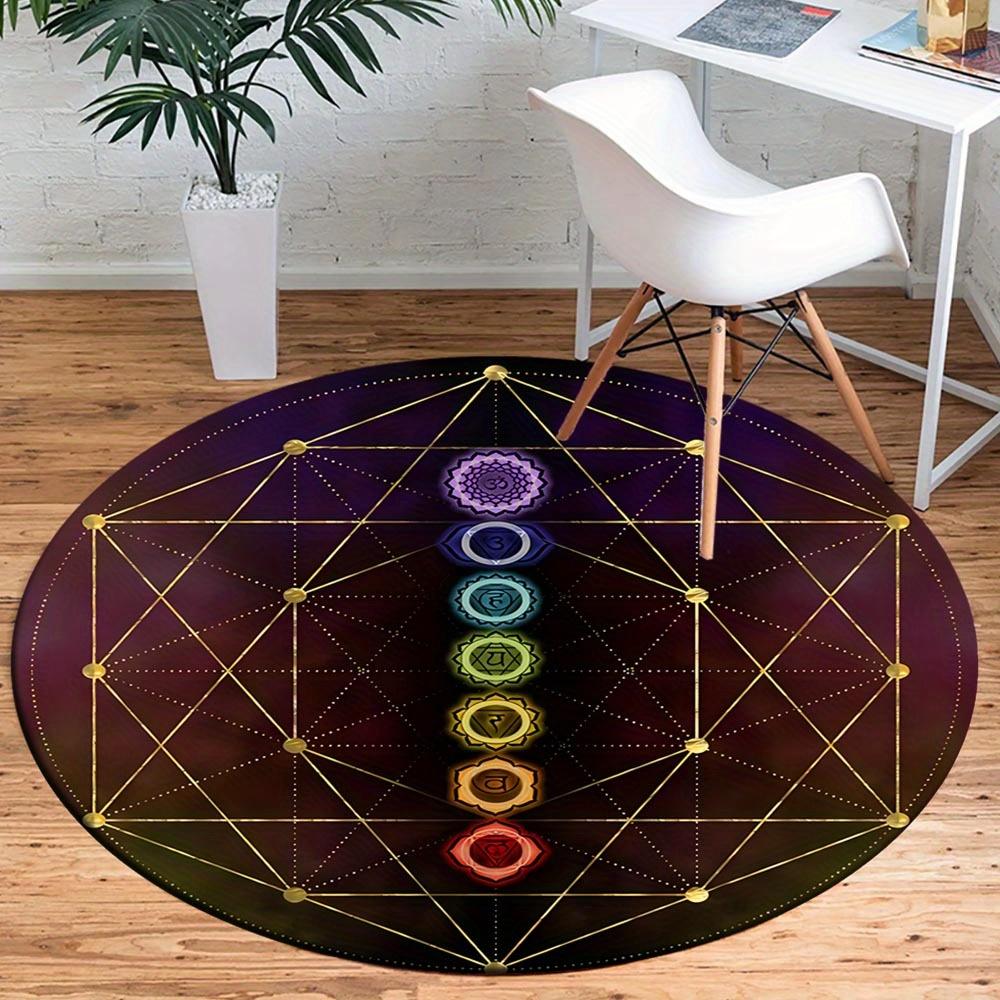 

1pc Retro 2421671752 Pattern Round Floor Mat, Non-slip for Living Room Bedroom Chair Carpets Home Decor Gifts, Home Decor Room Decor Outdoor 80cm by 80cm