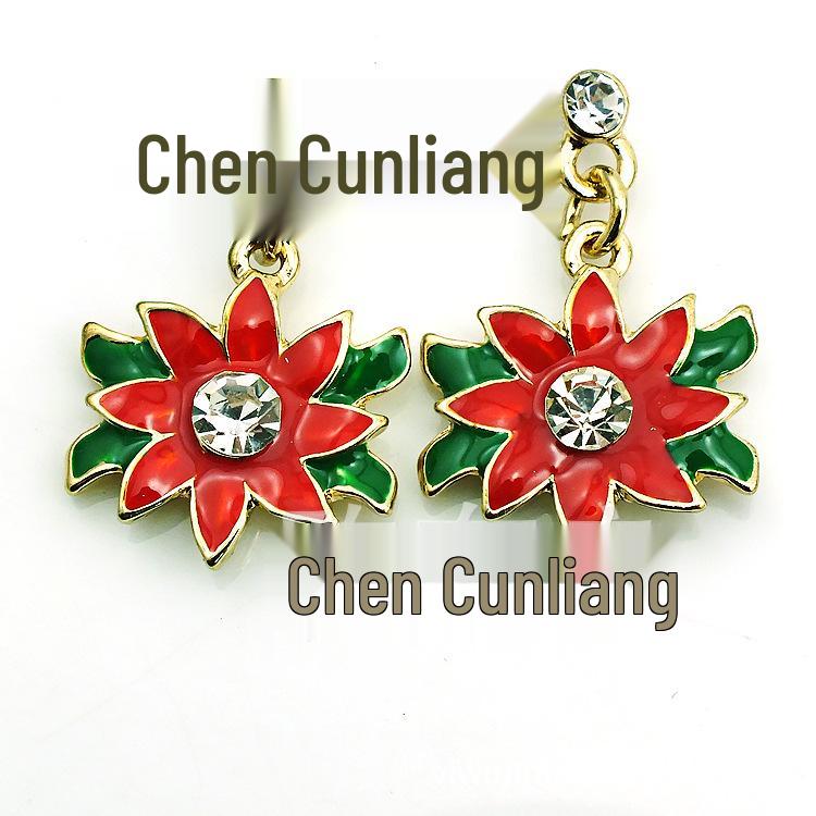 

European & American Style Christmas Flower Fashion Earrings золотой