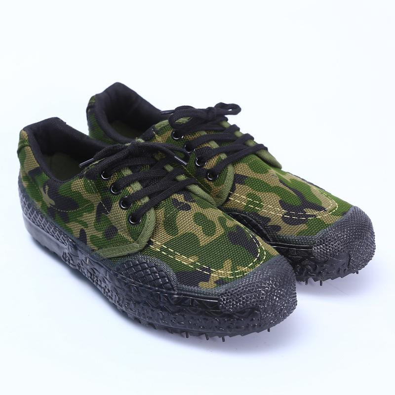 Jiefang Shoes Men 'S Camouflage Canvas Labor Insurance Rubber Shoes Low -Top Construction Site Work Shoes Men 'S And Women 'S Military Training Shoes