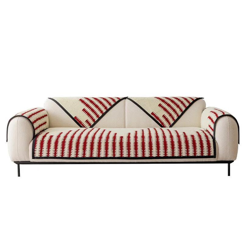 Non-slip Chenille Sofa Mat Thicken Lines Sofas Cover for Living Room Luxury Corner Couch Cushion Seat Pad Home Protection Covers