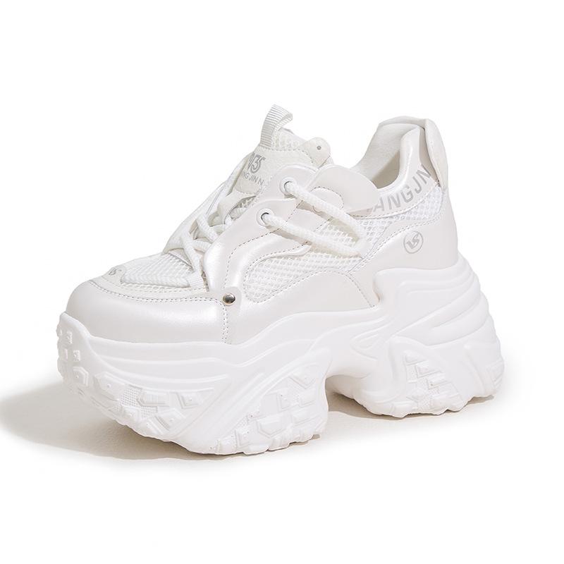 Platform Dad Shoes Women's Spring 2025 New Silver High-end Sports Trendy Shoes Versatile Breathable Inner Height-increasing Women's Shoes