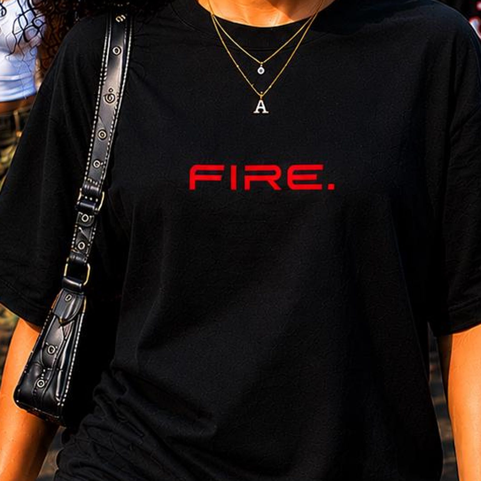 FIRE Oversized Streetwear Tee | Heavyweight Cotton Graphic Shirt S