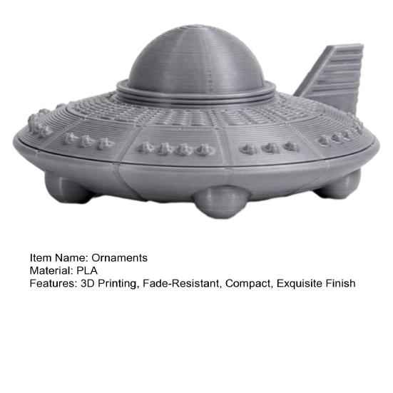 Yangyizhi 3D-gedrucktes UFO-Modell Figur, Sci-Fi-Raumschiff Dekoration, Einteilige Handwerkskunst mit klarer Textur, Mini-Ornament für Schreibtisch-Vitrine