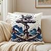 MMarine Theme Rudder Anchor Animals Cushion Cover Linen Pillowcase Soft  for Sofa Bed Home Room Decor