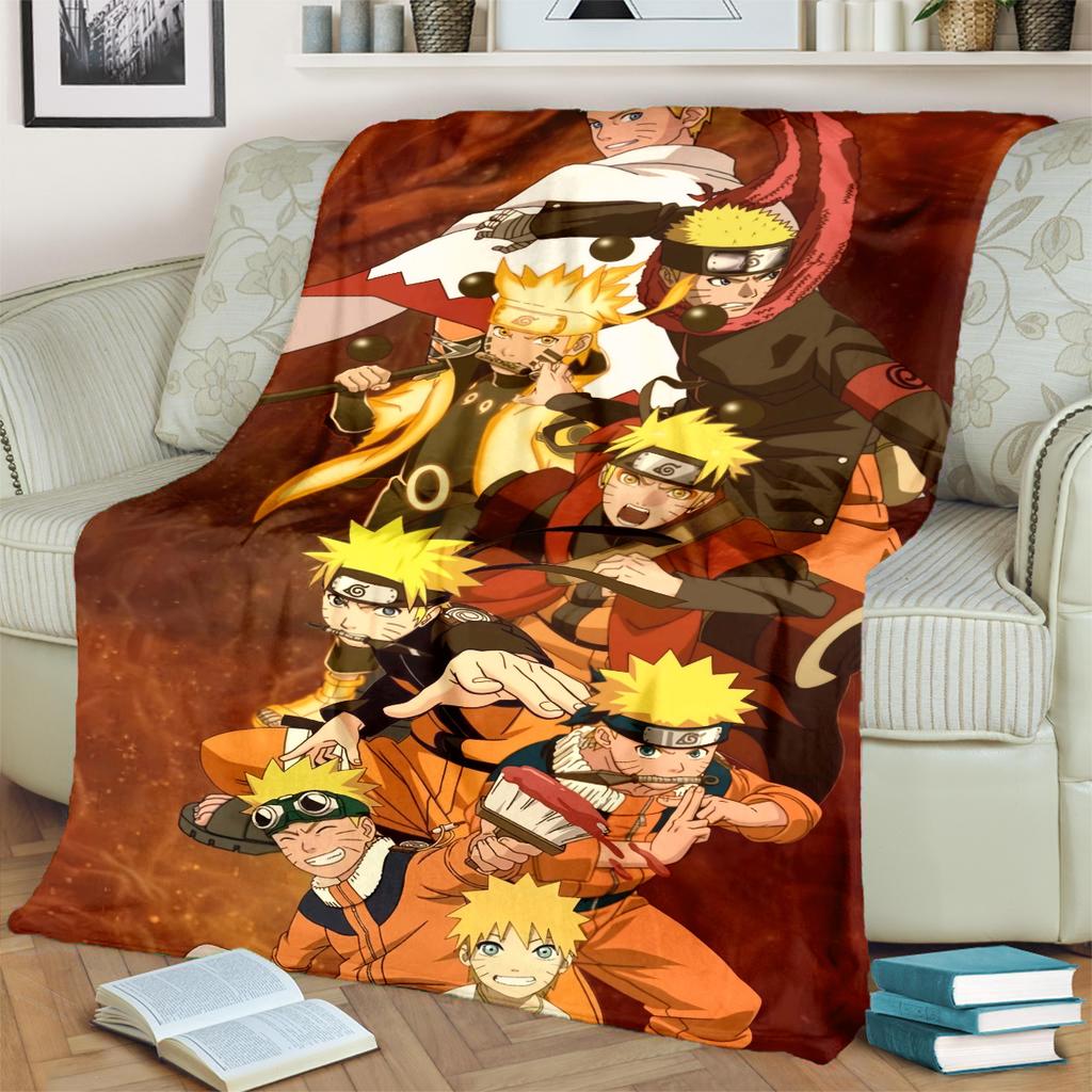 Anime-Naruto Print Blanket Warm Comfortable Flannel Blanket for Bedrooms, Sofas, Beds, Chairs, Picnics, Travel -LXR51