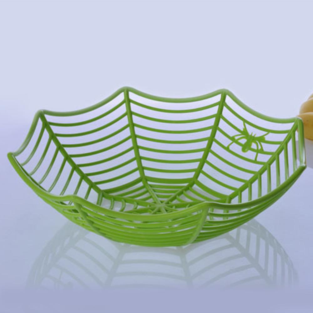Spider Web Fruits Candy Basket Plastic Spiderweb Bowl Halloween Party Decor