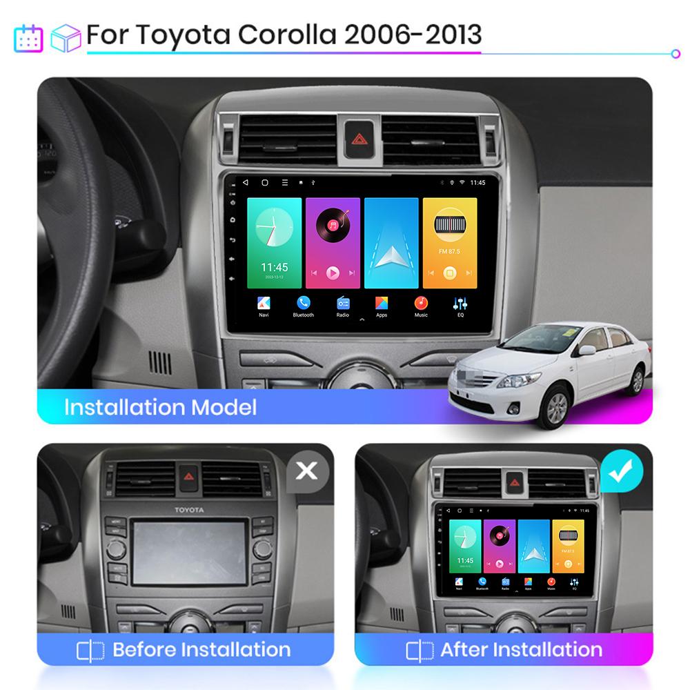 Car Radio Android Auto Carplay For Toyota Corolla Axio Fielder E140 2006-2012 Multimedia Player Head Unit Stereo GPS Navigation BT WIFI 1+16GB