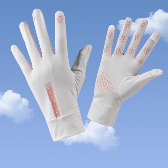 1 Pair Fingertip Opening Anti-slip Palm Letter Print Sunscreen Mittens Ladies Anti-UV Ice Silk Thin Gloves Cycling Accessories