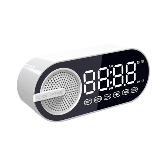 

Умная беспроводная колонка с двойным будильником, красочная подсветка, мощный бас, поддержка TF Caed, Bluetooth-совместимый звук 5.0 белый