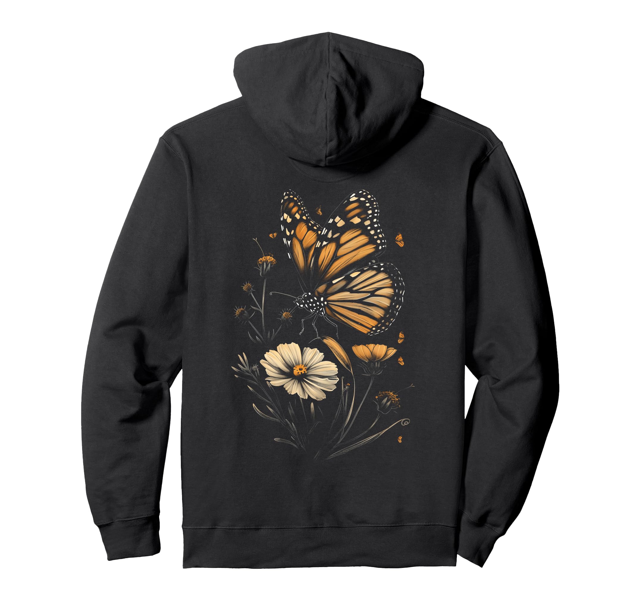 

Vintage Monarch Butterfly and Coreopsis Flower Girl Plants for Moms and Kids Hoodies чёрный